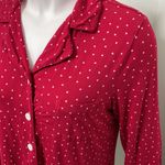 Soma  Cool Nights Valentine’s Red heart print long sleeve button down pajama top Photo 1