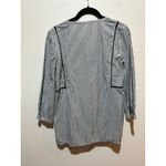 Gap blouse blue white striped embroidery size XS peasant cottagecore fisherman Photo 3
