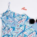 Boutique Blue Geometric Print Mesh Sides Top Photo 5