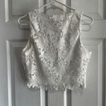 Lulus  White Lace Floral Crop Top Tank S Sleeveless Cropped Boho Chic Romantic Photo 6