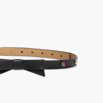 Kate Spade NWT $98 New York rhinestone bow belt Large, BLACK Leather Photo 4