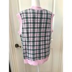 ZARA NWOT  Plaid Knit Vest with Pearl Buttons in Pink / Green Women's M Photo 8