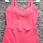 All In Motion  Brushed & Sculpted Rib Sports Short Bodysuit, Size S coral color. Photo 3