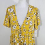 Loveappella  Yellow Floral Mini Dress with Open Tie Back NWT Size XL Photo 1