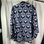 Talbots Plus 3X Blue White Print 100% Cotton Long Sleeve Button Down Shirt Photo 8