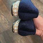 Isaac Mizrahi  Navy Blue Embossed Velvet Robyn‎ Pearl Heel Ballet Flats 6.5 Photo 9