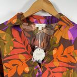 Oddy Top Women S NWT Orange Purple Floral Puff 3/4 Sleeve Button Up Spring Palm Photo 3