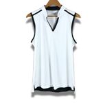 MAGGIE LANE Women's White/Black Sleeveless Sport Polo NEW XL White Photo 1