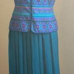 Adrianna Papell Safe Silk Blue,Pink,Purple,Yellow Satin Skirt Set 100% Silk Sz 6 Photo 0