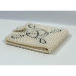 Faux Pearl Beaded Handmade Wallet With Black Beading BonSoir Japan Glam Luxury White Photo 11