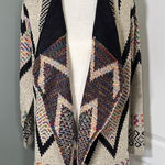Adora Open Front Cardigan Sweater Jacket Black Beige Aztec Boho Tribal Size M Size M Photo 0