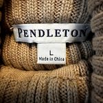 Pendleton  Full Zip Sweater Cotton Funnel Neck Pockets Ribbed Knit Tan Large Photo 1