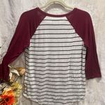 Maurice's  Women's Jersey Type Burgundy Striped Shirt Size S Photo 3