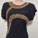 Stenay Vintage Black & Gold Beaded 100% Silk dress woman size 4 cocktail Photo 1