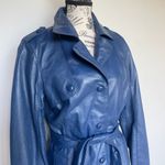 Mauritius Lailah CF leather trench coat jacket in royal blue size S small NWT Photo 9