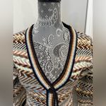VTG 70’s College Dress Chevron Striped Cardigan. Colorful. Pockets Small. Blue Photo 9