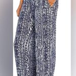 Three Dots  Blue Patterned Wide-Leg Pants Photo 0