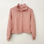 VICI NWT Williams Cotton Henley Sweatshirt Blush Pink Photo 3