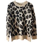 AQUA  Women's Leopard Cashmere Sweater MEDIUM Distressed Cheetah Animal Print Photo 1