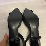 FASHION (38) BLACK SATIN SLING BACK WITH FLOWER ON TOP NWOT Size 7 Photo 4