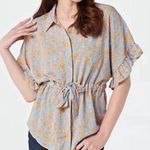 Bishop and Young Floral Tie Waist Button Front Top - XL Photo 0