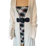 Plus Size Witchy Cable Knit Plaid Flannel Long Sleeve Sweater Cardigan Dress Green Photo 0