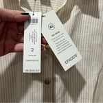 Chico's  sz 2 Large Linen Top Shirt White Beige Pinstripe Stripe Coastal Grandma Photo 5