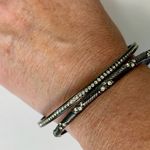 Lia Sophia 2 Piece Bracelet Set Black Hematite Cut Crystals Size M Photo 8