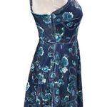 Hot Topic Roses and Coffins Velvet Skater Slip Dress Blue Size XSmall Photo 1