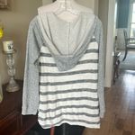 B.Original Oversized Gray and Cream Striped Hooded Top Photo 7