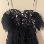 Jovani Tiered Tulle Ball Gown With Beaded Corset Bodice 42249A black size 10 Photo 3