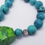 Sterling Silver JAY KING DTR  Green and Blue Turquoise Cabochon Long Necklace Photo 11