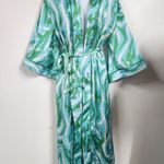 Diane Von Furstenberg DVF Target  Long Satin Disco Zebra Green Robe Size 2XS Photo 2
