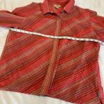 Woolrich  Women’s Petite XL Pink Red Striped Pleated Button Down Shirt. Photo 2