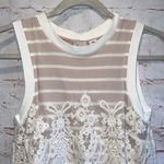 Anthropologie  Postmark knit top lace overlay stripe XS ivory Photo 1