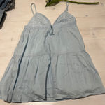 Princess Polly Blue Eyelet Lace Tie Front Tiered Mini Dress US 6 Photo 0