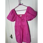 A New Day  Hot Pink Barbiecore Poplin Puff Sleeve Milkmaid Mini Dress Medium Photo 1