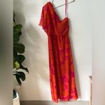 Nine & Co. Women’s One-Shoulder Maxi Dress Size 10 Orange Pink Paisley Photo 3
