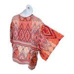 kim rogers  Women Sheer Peasant Top Blouse Plus Size 2X Orange Multicolor Print Photo 7
