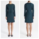 Theory  Side Fold Continuous 2 Long Sleeve Wool Sheath Dress Size 12 Ocean Photo 1