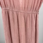 Main Strip Pink Maxi Dress M Swiss dot tiered keyhole back cottage prairie boho Photo 5