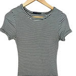 Brandy Melville Black White Cotton Stripped Ribbed Bodycon Mini T-Shirt Dress OS Photo 2