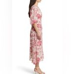 Chelsea28 Forget Me Not Floral Print Puff Sleeve Midi Dress in Beige and Pink Photo 2