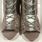 Shoe Republic LA NIB!Shoe -Suede Perforated-Lace UpPeep toe heel booties Size 9 Photo 5