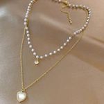 Love Pendant Double Collar Chain Necklace Photo 0