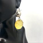 VINTAGE 1980'S YELLOW BAUBLE CLIP ON DANGLE EARRINGS Photo 2