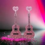Sparkle with style: Pink guitar glitter‎ acrylic earrings Photo 7