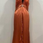 Ciré A Division of Landa Flame Orange Plunge Neck Halter Gown 16 Y2K Photo 0