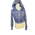 Buff Bunny Collection Cropped Zip Up Hoodie Charcoal Leaf Print Athleisure M Gray Size M Photo 1