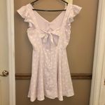 GB Gianni Bini Ruffle Flutter Sleeve Tie Polka Dot Mini Dress Pink White Medium Photo 3